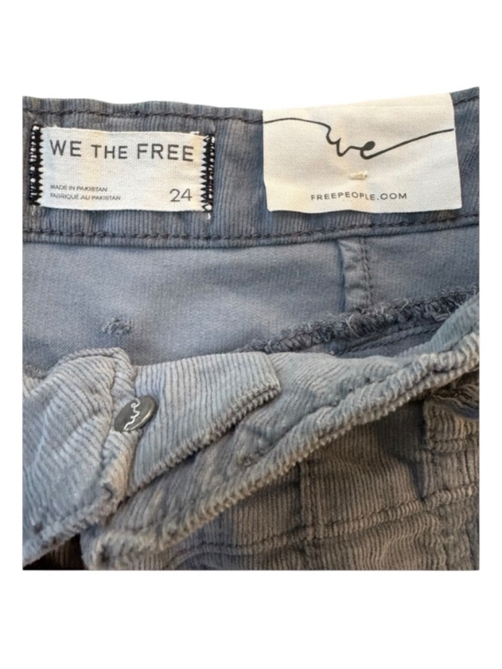 We The Free Libre Wide Leg Corduroy Pants Grey Blue High Rise Size 24 NWT - Picture 5 of 6